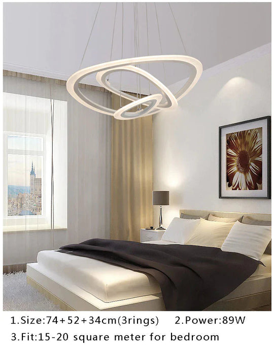 Black&amp;White Modern Led Pendant Light For Living Room Bedroom Dining Lustre Acrylic Cricles Led