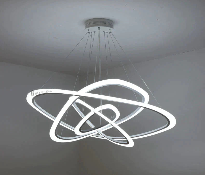 Black&amp;White Modern Led Pendant Light For Living Room Bedroom Dining Lustre Acrylic Cricles Led
