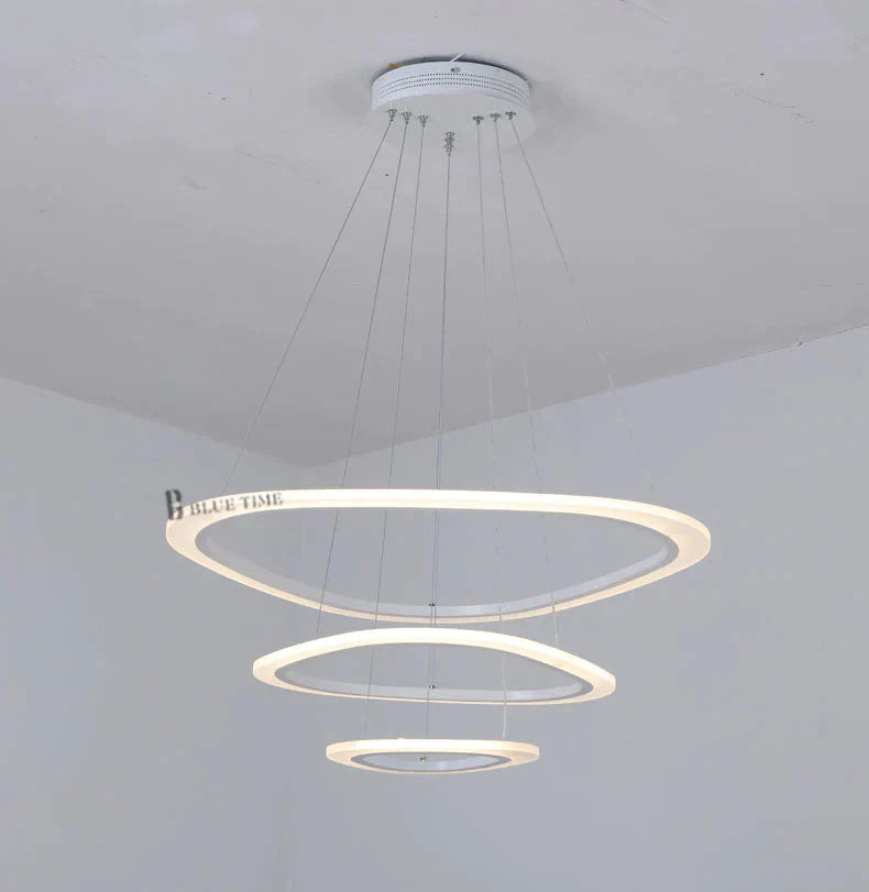 Black&amp;White Modern Led Pendant Light For Living Room Bedroom Dining Lustre Acrylic Cricles Led