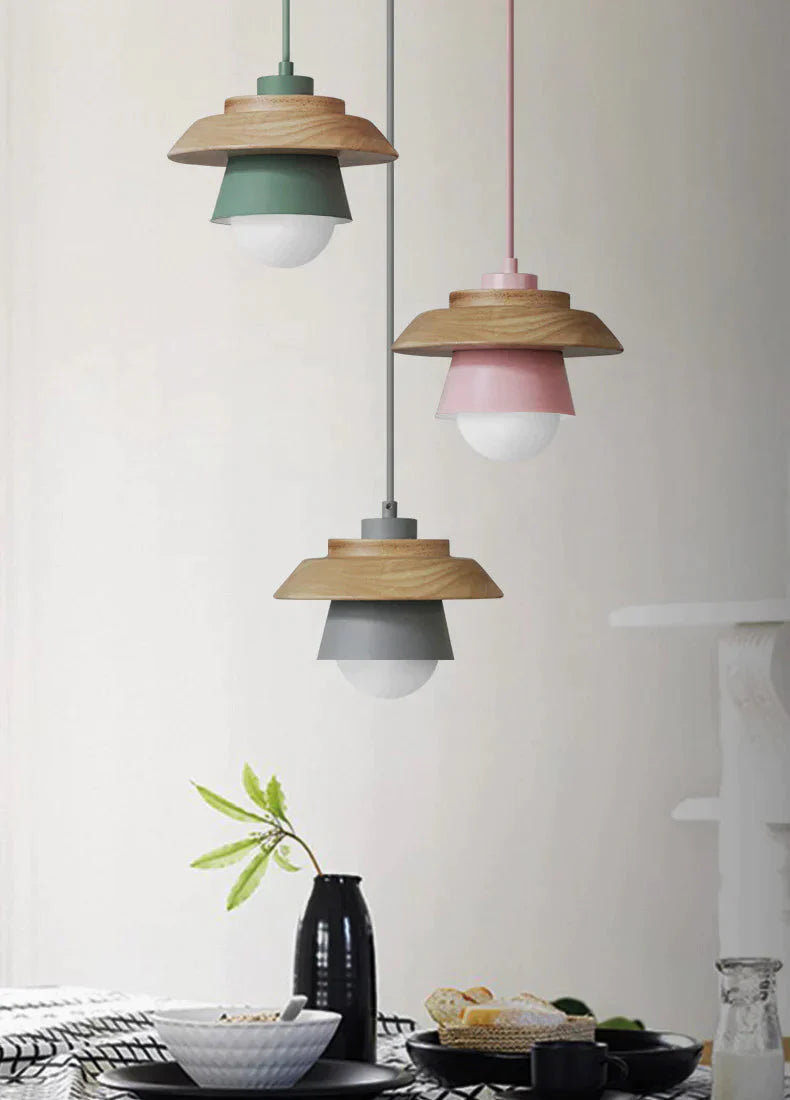 The Nordic Modern Minimalist Bedroom Small Chandelier Iron Wood Bowl Hall Creative Personality