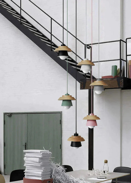 The Nordic Modern Minimalist Bedroom Small Chandelier Iron Wood Bowl Hall Creative Personality