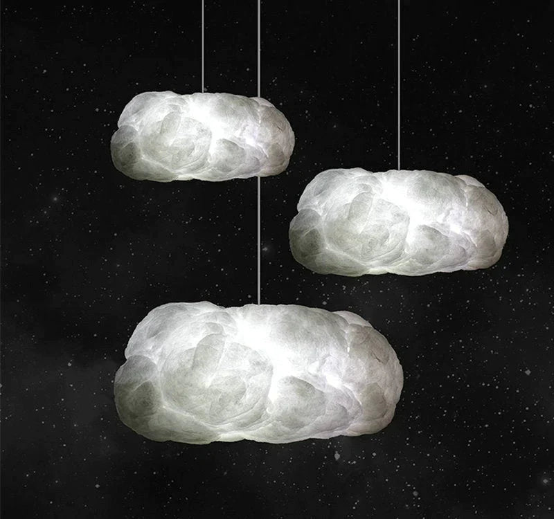 Creative White Cloud Pendant Lamp Silk Cotton E27 Led Stairwell Lights For Coffee Shop Children Kids