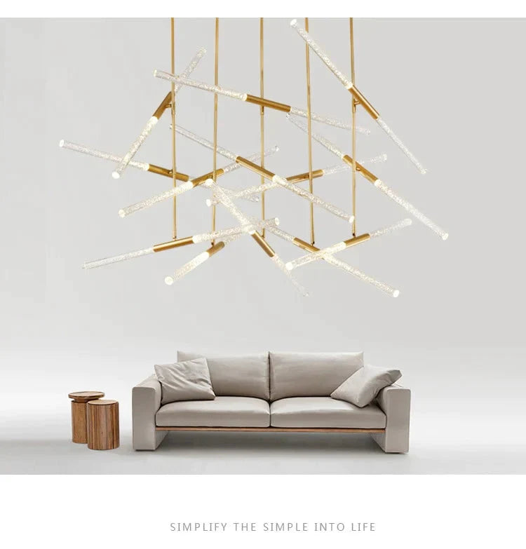 Post Modern Long Tube Branch Led Pendant Light Loft Hanging Lamp Office Bar Track Restaurant