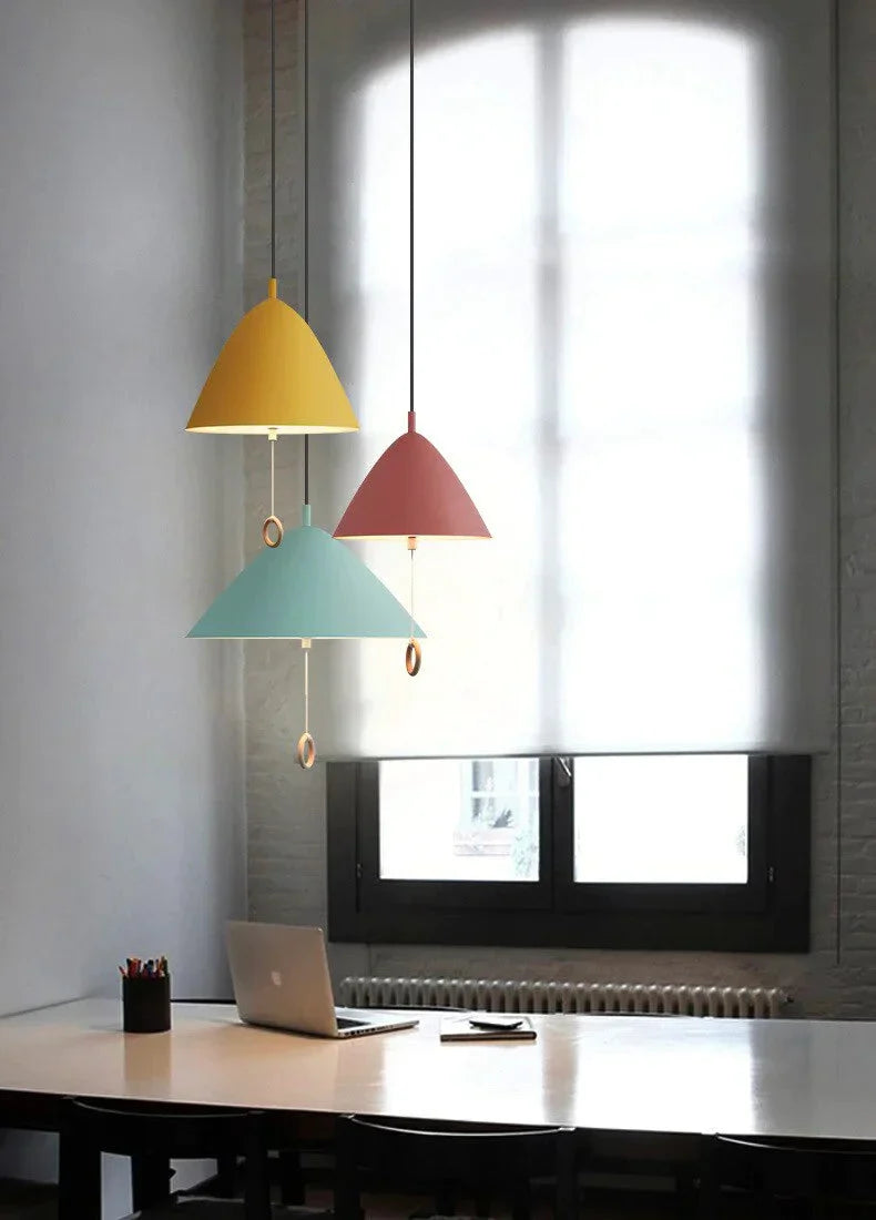 Colorful Bedside Pendant Light Pull Control Kitchen Lighting Fixture Hanging Lamp Modern Nordic