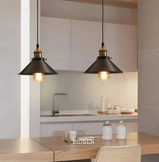 Vintage Pendant Light Industrial Retro Lamp E27 Holder Metal Lustres Loft Hanging Lampshades Dining