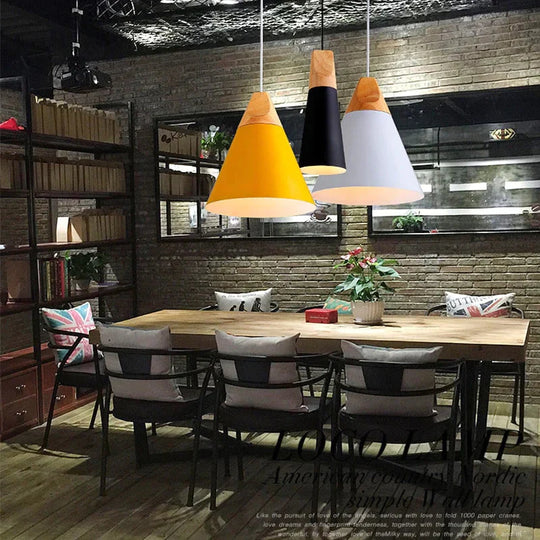 Nordic Modern Macaron Combination Wooden Pendant Lamp Loft Restaurant Cafe Decoration Light Bedroom