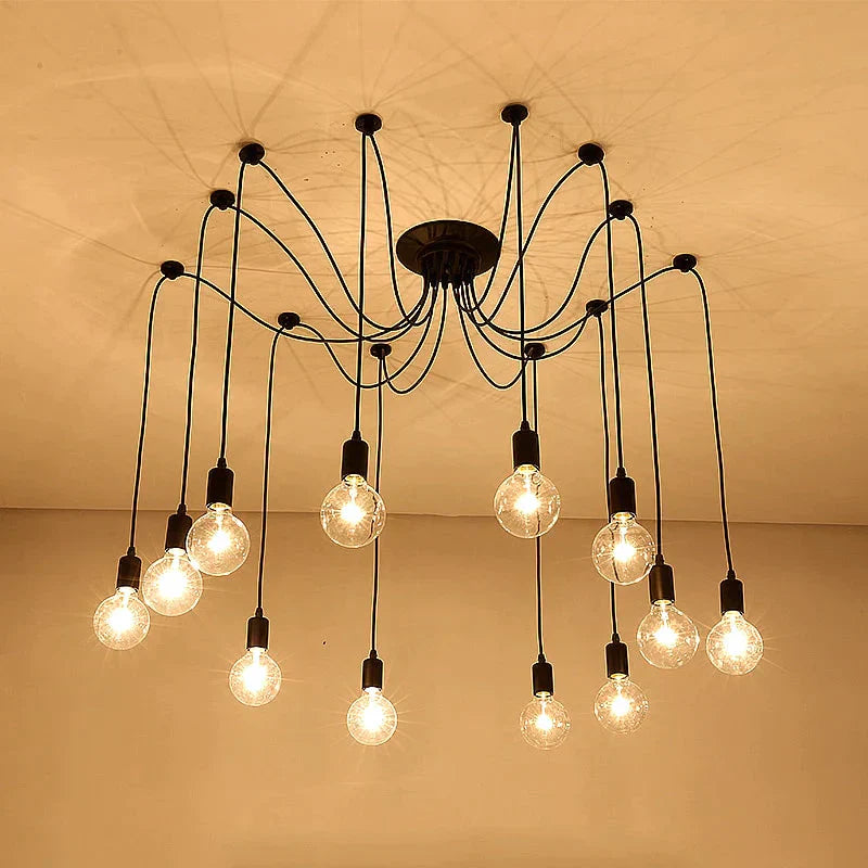 Chandelier Diy Art Spider Ceiling Lamp Fixture Light Hanging Mordern Nordic Retro Edison Bulb