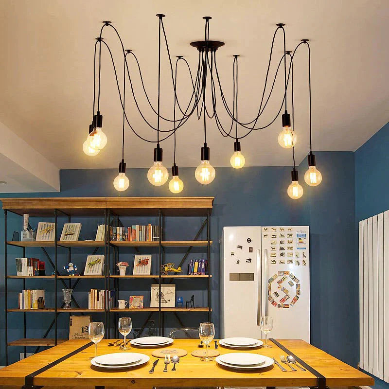 Chandelier Diy Art Spider Ceiling Lamp Fixture Light Hanging Mordern Nordic Retro Edison Bulb