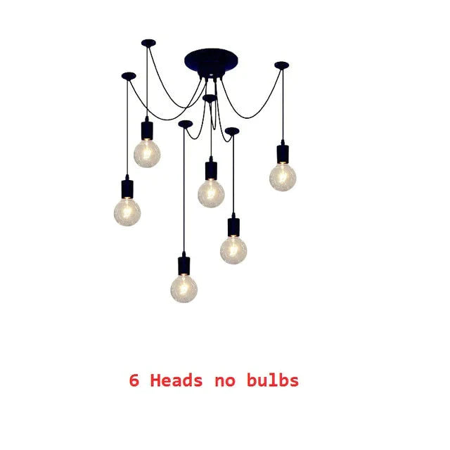 Chandelier Diy Art Spider Ceiling Lamp Fixture Light Hanging Mordern Nordic Retro Edison Bulb