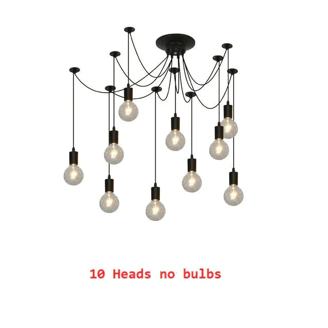 Chandelier Diy Art Spider Ceiling Lamp Fixture Light Hanging Mordern Nordic Retro Edison Bulb