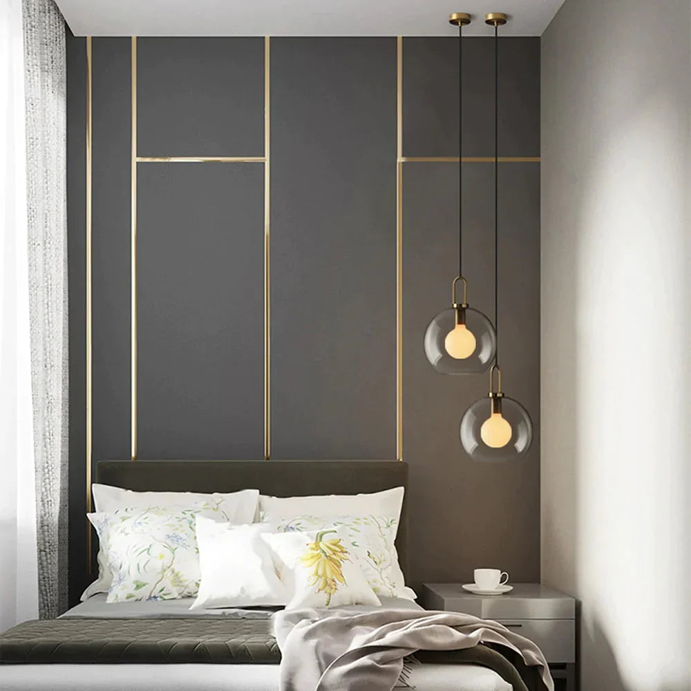 Postmodern Ins Pendant Lights Luxury Restaurant Lamps Nordic Bar Bedroom Bedside Glass Ball Single