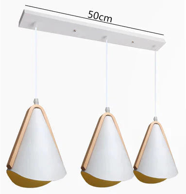 Nordic Pendant Light Wood Grain Modern Minimalist Creative Wrought White Iron Lampshade Lighting