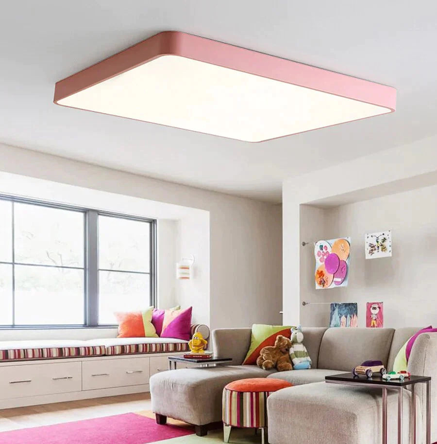 Macaroon Square Ceiling Lights For Living Room Bedroom 5Cm Height Led Lamp Dimmable Color Fixtures