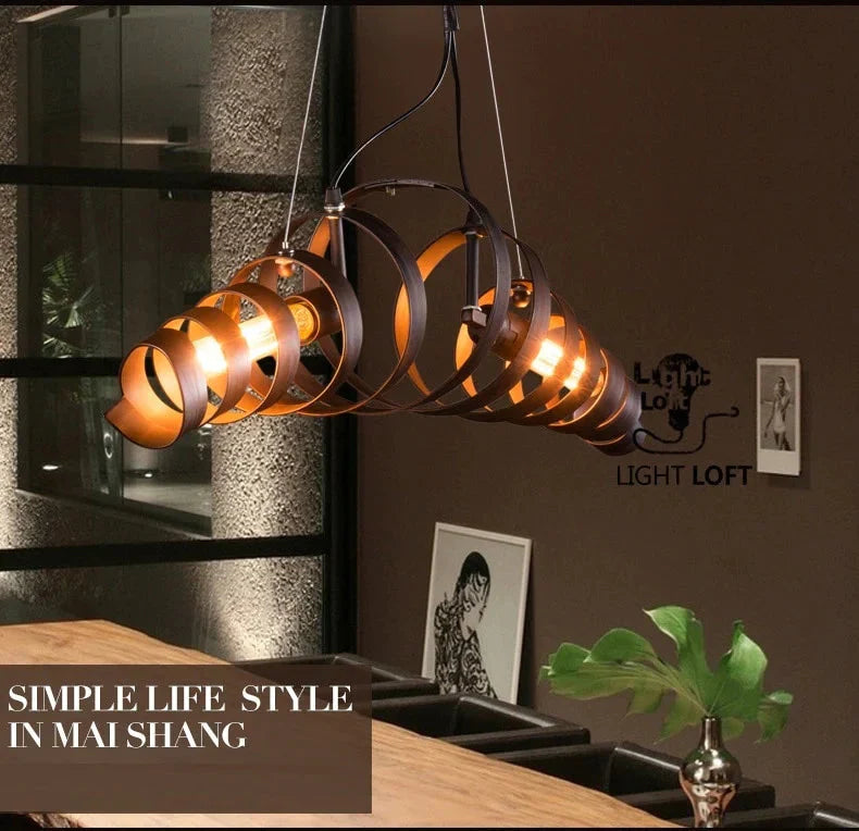 Rocco - Retro Vintage Spiral Spring Industrial Hanging Pendant Light