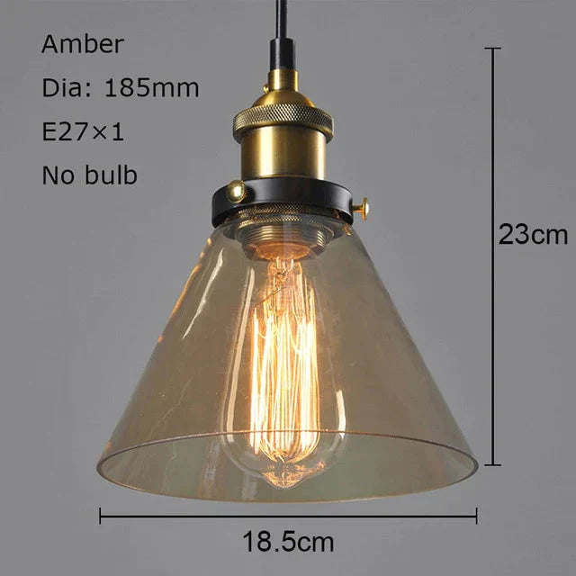 Vintage Pendant Lights Glass Lamp Loft Nordic Hang 28Cm Smoky Grey Industrial Dinning Room Bedroom