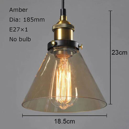 Vintage Pendant Lights Glass Lamp Loft Nordic Hang 28Cm Smoky Grey Industrial Dinning Room Bedroom