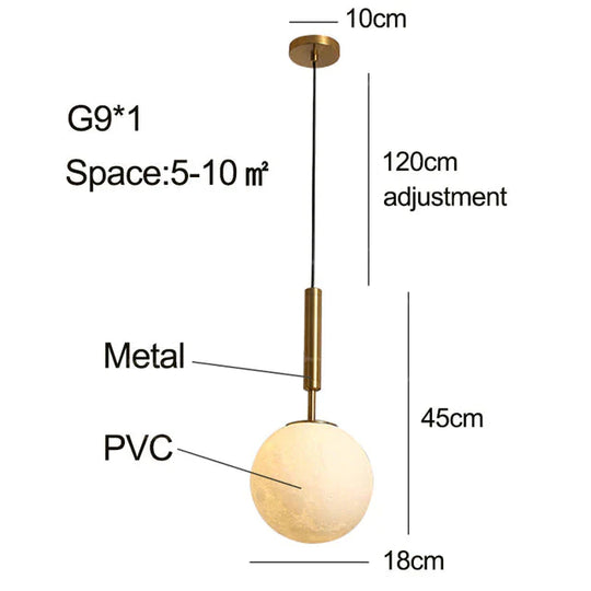 Pendant Lights 3D Lunar Lampshade Lamp Fixtures Luminaria Living Room Bar Bedroom Postmodern