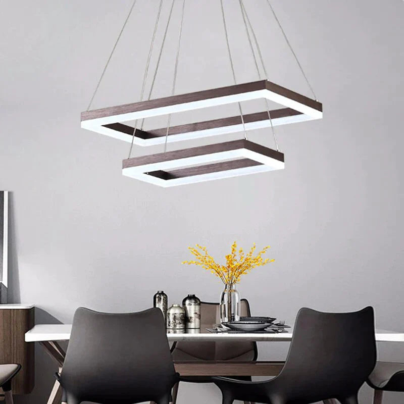 Square Hanging Lamp Modern Led Pendant Lights For Living Room With Remote Dimmable Home Bedroom