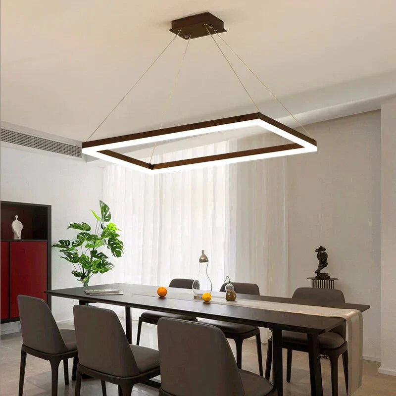 Square Hanging Lamp Modern Led Pendant Lights For Living Room With Remote Dimmable Home Bedroom