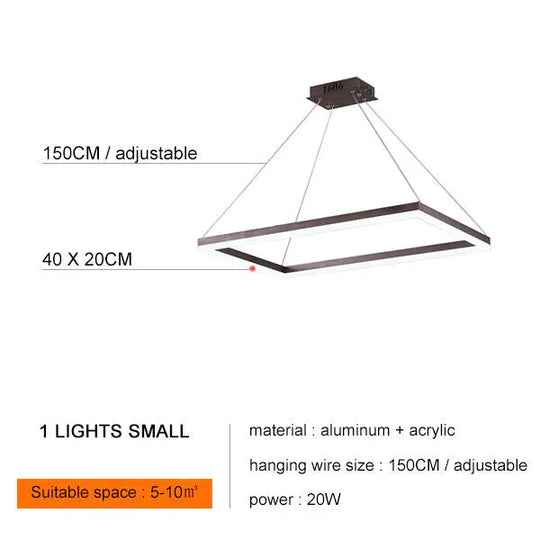 Square Hanging Lamp Modern Led Pendant Lights For Living Room With Remote Dimmable Home Bedroom