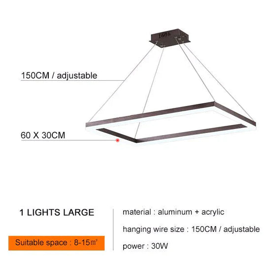 Square Hanging Lamp Modern Led Pendant Lights For Living Room With Remote Dimmable Home Bedroom