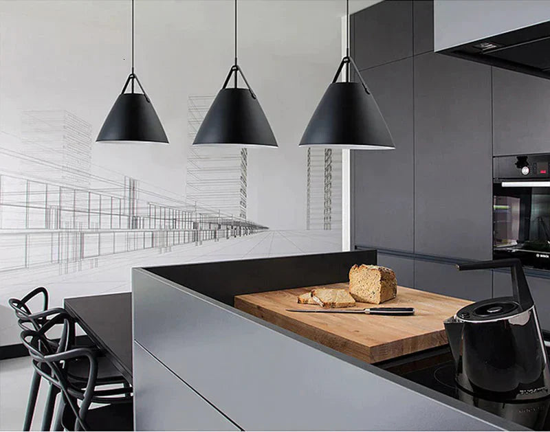 Nordic Simple Black White Pendant Light E27 Led Modern Hanging Lamp For Bedroom Living Room Hotel