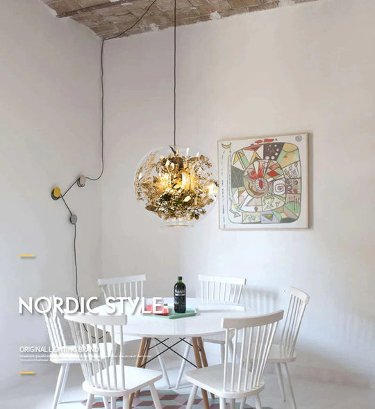 Nordic Glass Ball Flower Pendant Light Led E27 With 4 Colors Loft Modern Hanging Lamp For Living