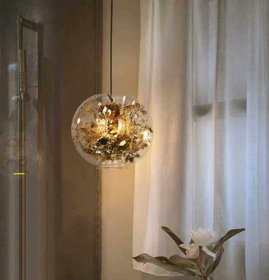 Nordic Glass Ball Flower Pendant Light Led E27 With 4 Colors Loft Modern Hanging Lamp For Living