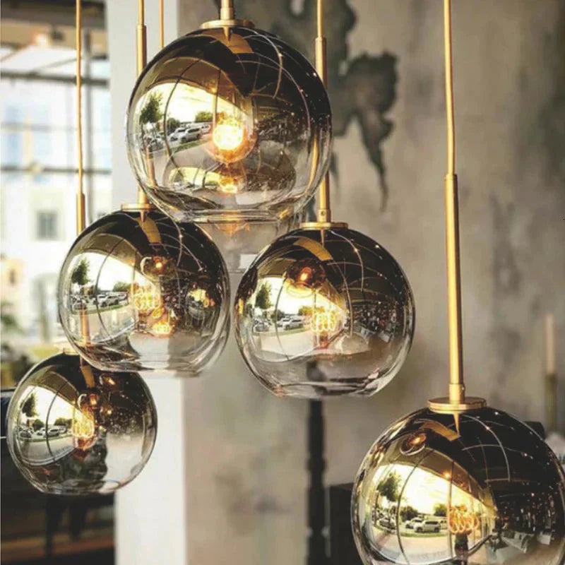 1Pc Modern E27 Led Nordic Pendant - Gradient Glass Globe Ball Home &amp; Shop