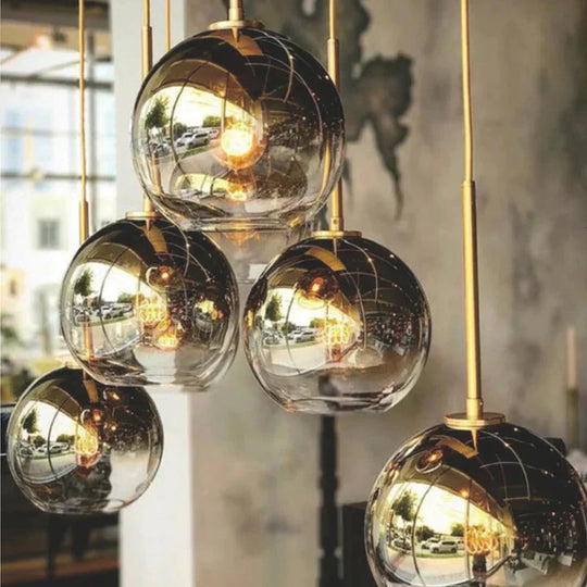 1Pc Modern E27 Led Nordic Pendant - Gradient Glass Globe Ball Home &amp; Shop
