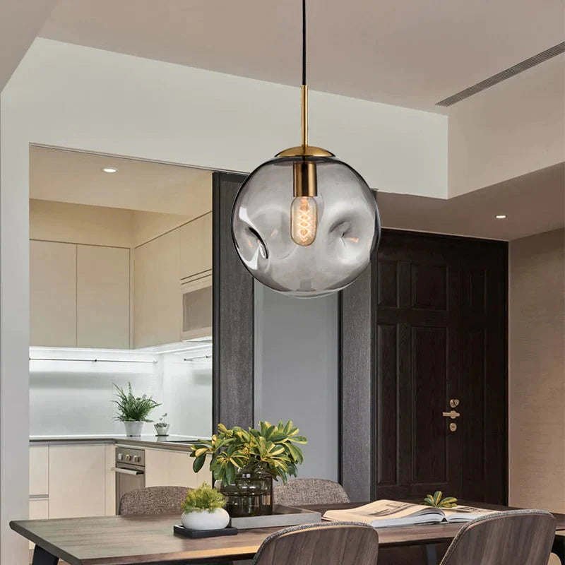 Modern Loft Glass Ball Pendant Light Led E27 Nordic Hanging Lamp With 2 Colors For Living Room