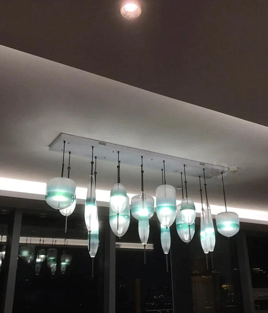 Nordic Modern Teardrop - Shaped Blue Glass Pendant Light Led Art Deco Simple White Hanging Lamp For