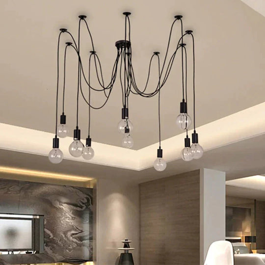 Modern Big Spider Industrial Black Vintage Pendant Lamp Loft Led 14 Heads E27 Hanging Lights For