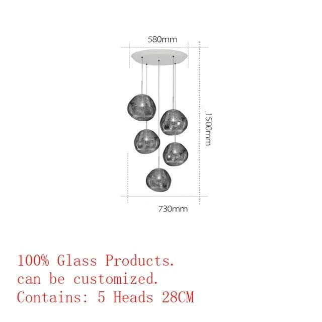 Nordic Led Glass Chandelier Lava Ball Pendant Lamps Hanging Bedroom Kitchen Modern Personality