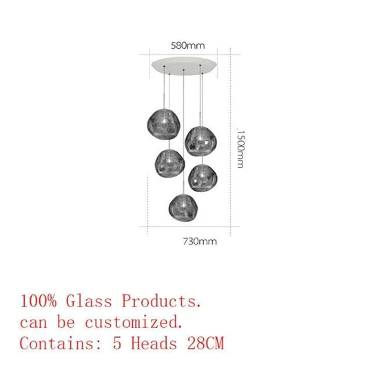 Nordic Led Glass Chandelier Lava Ball Pendant Lamps Hanging Bedroom Kitchen Modern Personality