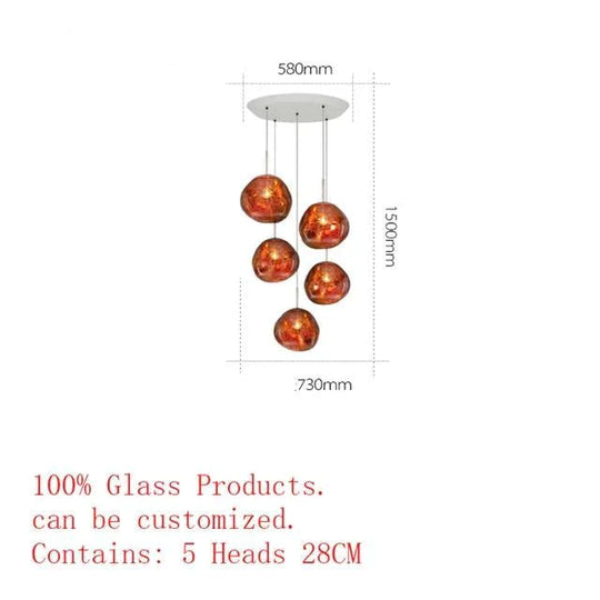 Nordic Led Glass Chandelier Lava Ball Pendant Lamps Hanging Bedroom Kitchen Modern Personality