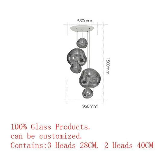 Nordic Led Glass Chandelier Lava Ball Pendant Lamps Hanging Bedroom Kitchen Modern Personality