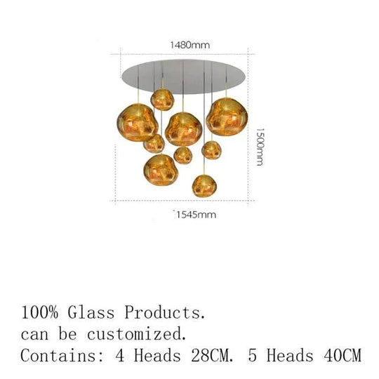Nordic Led Glass Chandelier Lava Ball Pendant Lamps Hanging Bedroom Kitchen Modern Personality