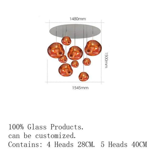 Nordic Led Glass Chandelier Lava Ball Pendant Lamps Hanging Bedroom Kitchen Modern Personality