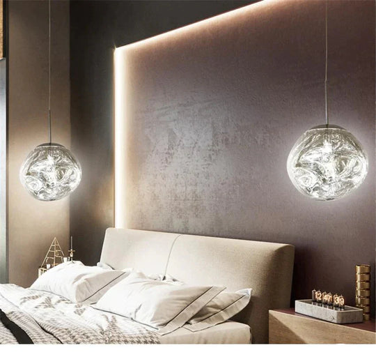 Nordic Led Glass Chandelier Lava Ball Pendant Lamps Hanging Bedroom Kitchen Modern Personality