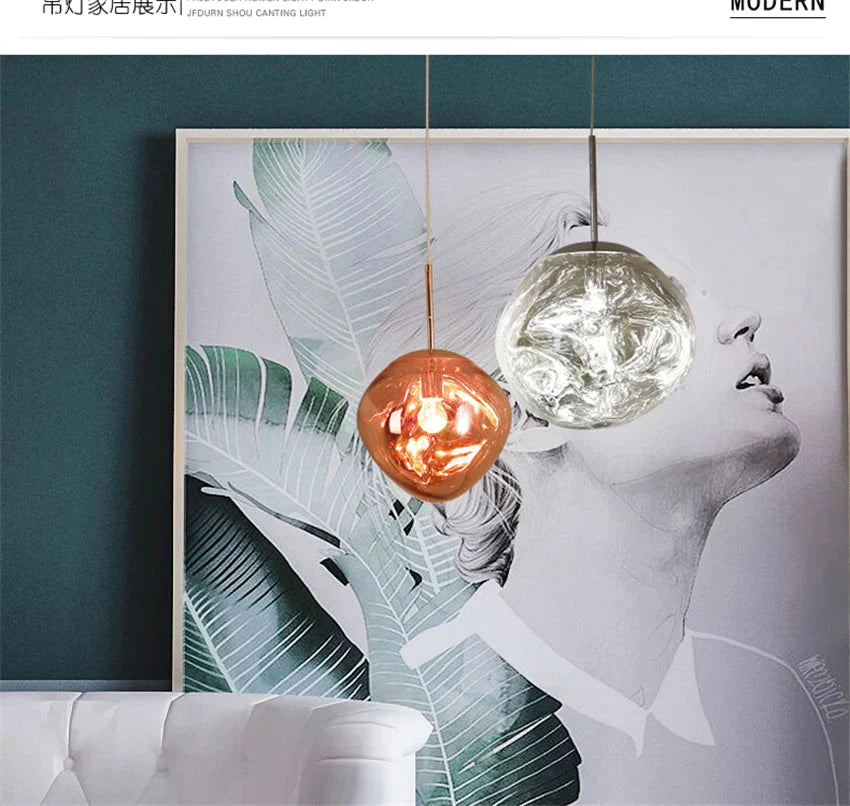 Nordic Led Glass Chandelier Lava Ball Pendant Lamps Hanging Bedroom Kitchen Modern Personality