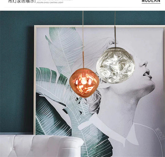 Nordic Led Glass Chandelier Lava Ball Pendant Lamps Hanging Bedroom Kitchen Modern Personality