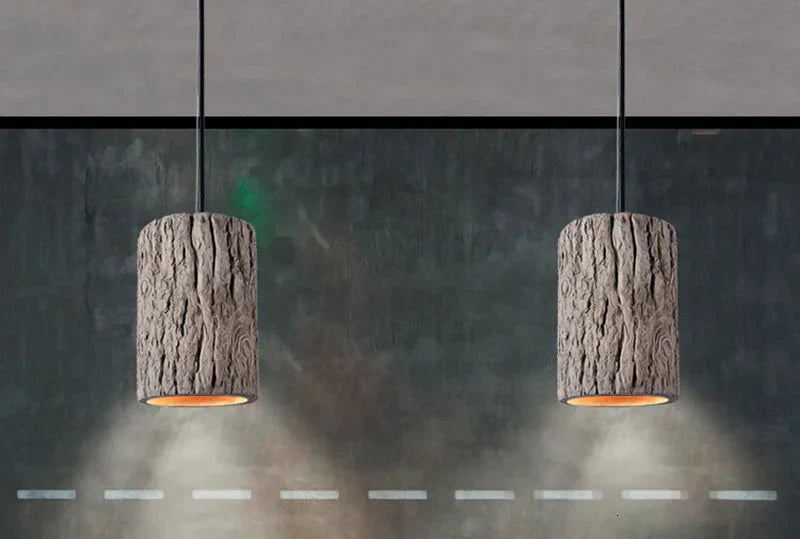 Retro Loft Nordic Stump Style Cement Pendant Lights Modern Led E27 Cord Lamp For Restaurant Living