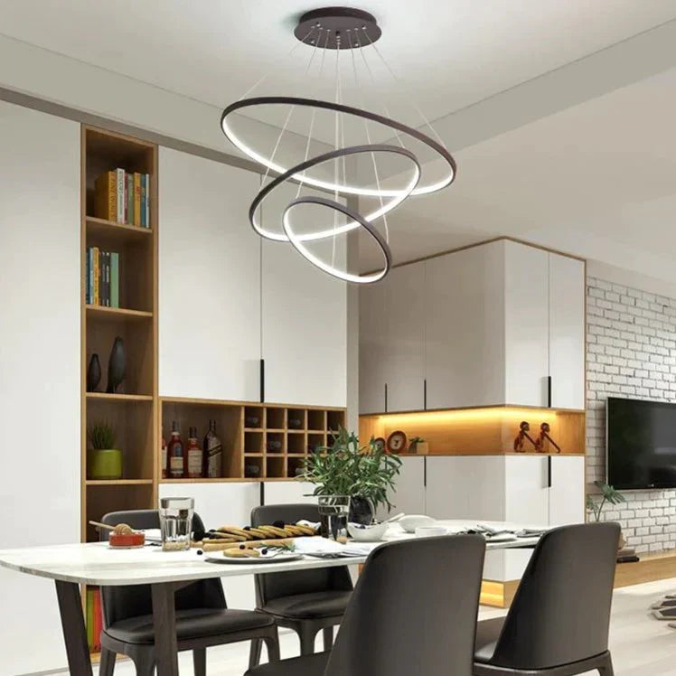 Lumulox Pendant Lights For Living Room Foyer 1/2/3 Circle Rings Acrylic Aluminum Body Led Lamp