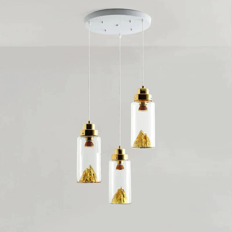 Art Deco Novelty Glass Mountain Pendant Light Led Modern Loft Home Hanging Lamp For Bedroom Lobby