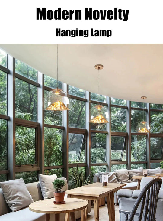 Art Deco Novelty Glass Mountain Pendant Light Led Modern Loft Home Hanging Lamp For Bedroom Lobby