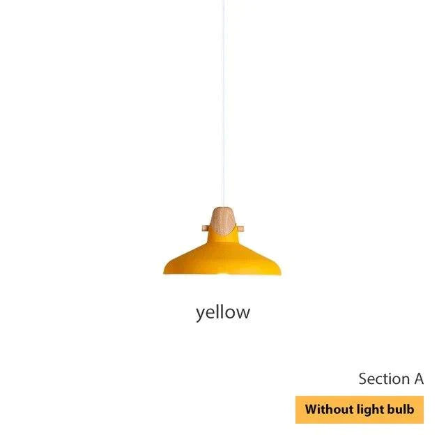 Nordic Pendant Lights Macaron Color Creative Single Head Solid Wood Lamps Aluminum Alloy Lampshade