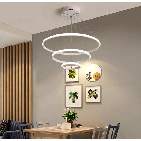 Brown/White Modern Led Pendant Lights For Living Room Bedroom Dining Indoor Home 1/2/3/4 Circle