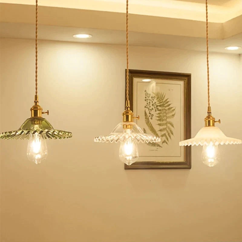 Europe Retro Novelty Glass&amp;Iron Pendant Light Led E27 With 5 Colors For Bedroom/Living