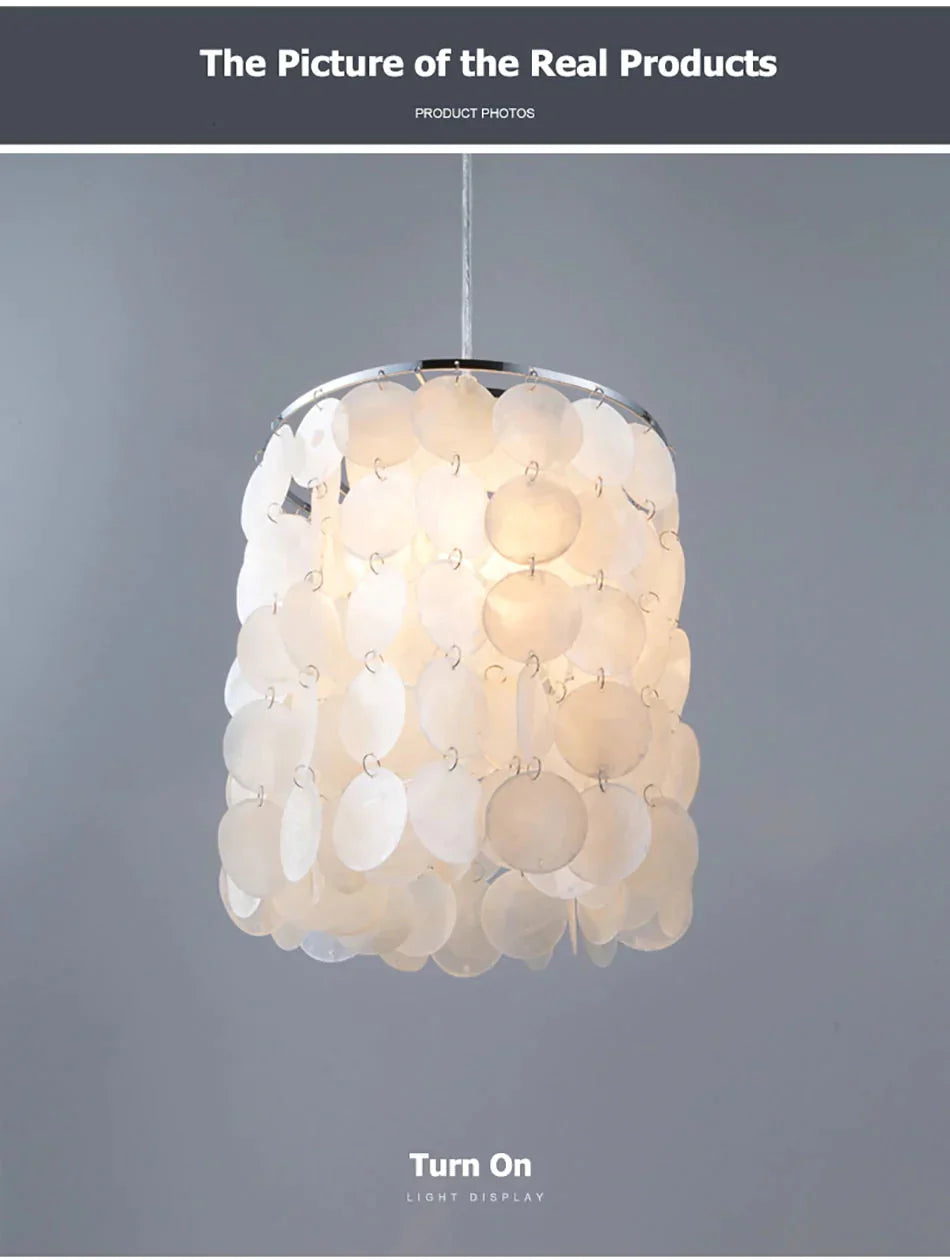 Diy Modern White Natural Seashell Pendant Lamps E14 Led Shell Lighting For Dining Room Living